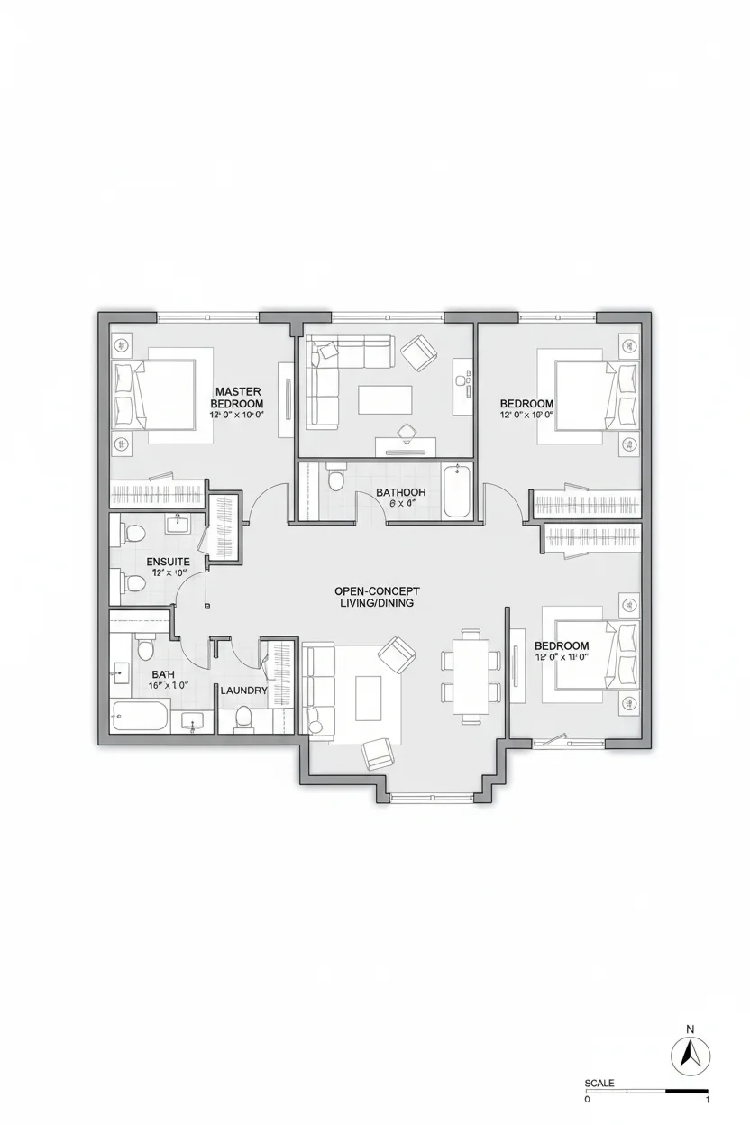 Floor plan layout for 900 sq ft small house plan #1