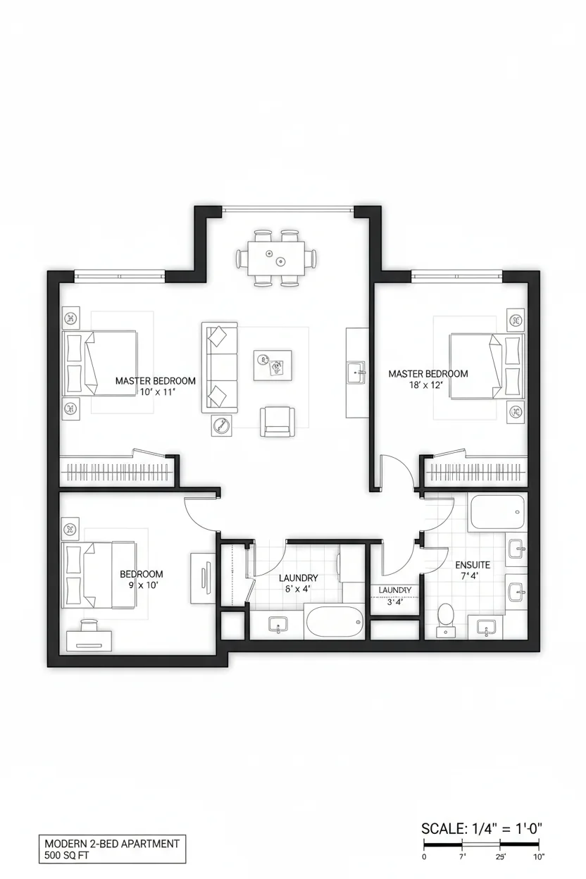 Floor plan layout for 1575 sq ft medium house plan #4