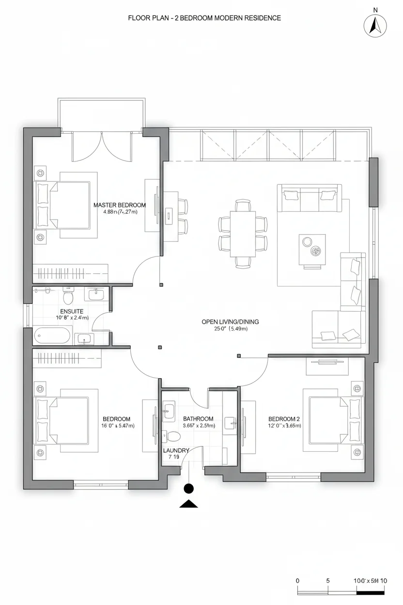 Floor plan layout for 855 sq ft starter house plan #2