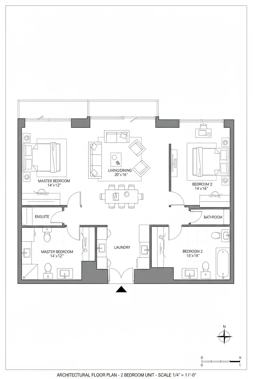 Floor plan layout for 720 sq ft compact house plan #1