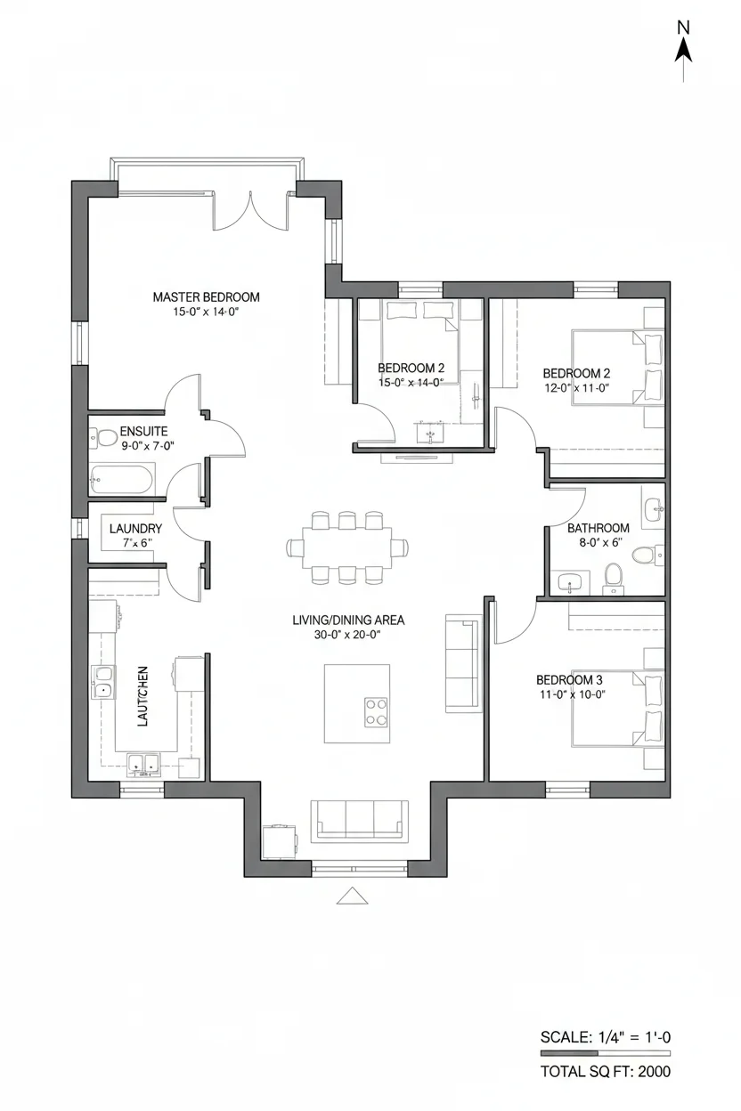 Floor plan layout for 2100 sq ft large house plan #4