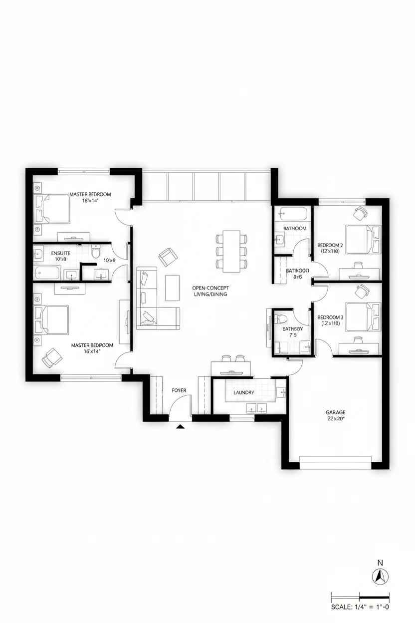 Floor plan layout for 2090 sq ft large house plan #2