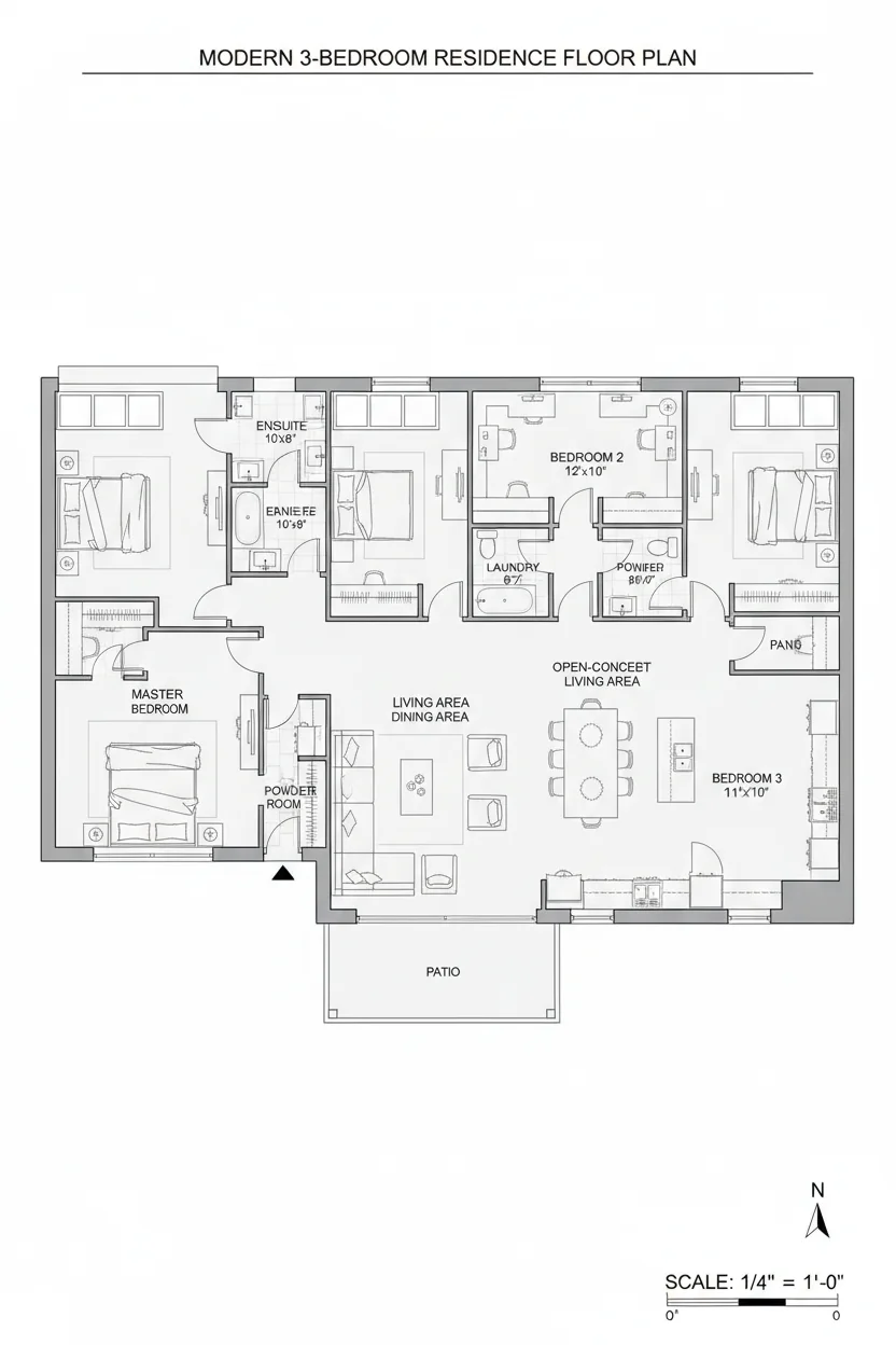 Floor plan layout for 2420 sq ft large house plan #5