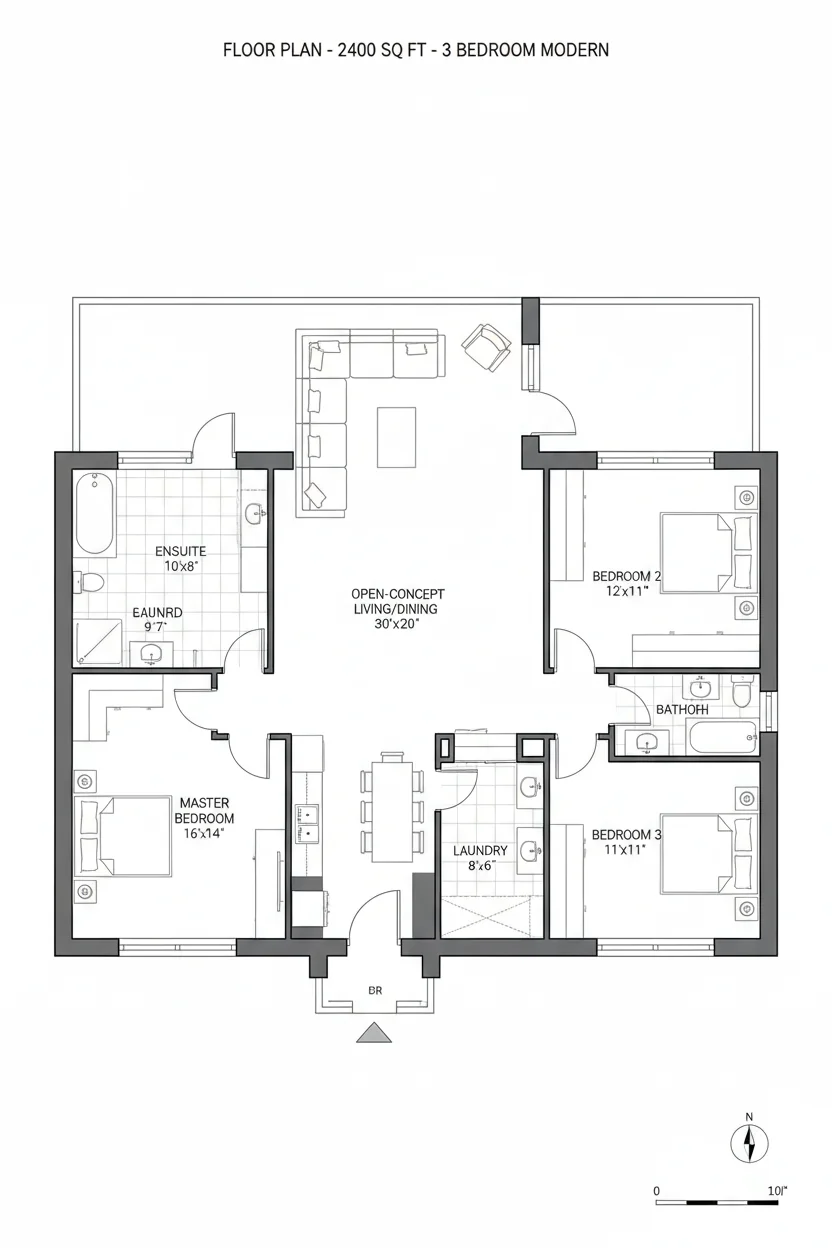 Floor plan layout for 2160 sq ft large house plan #1