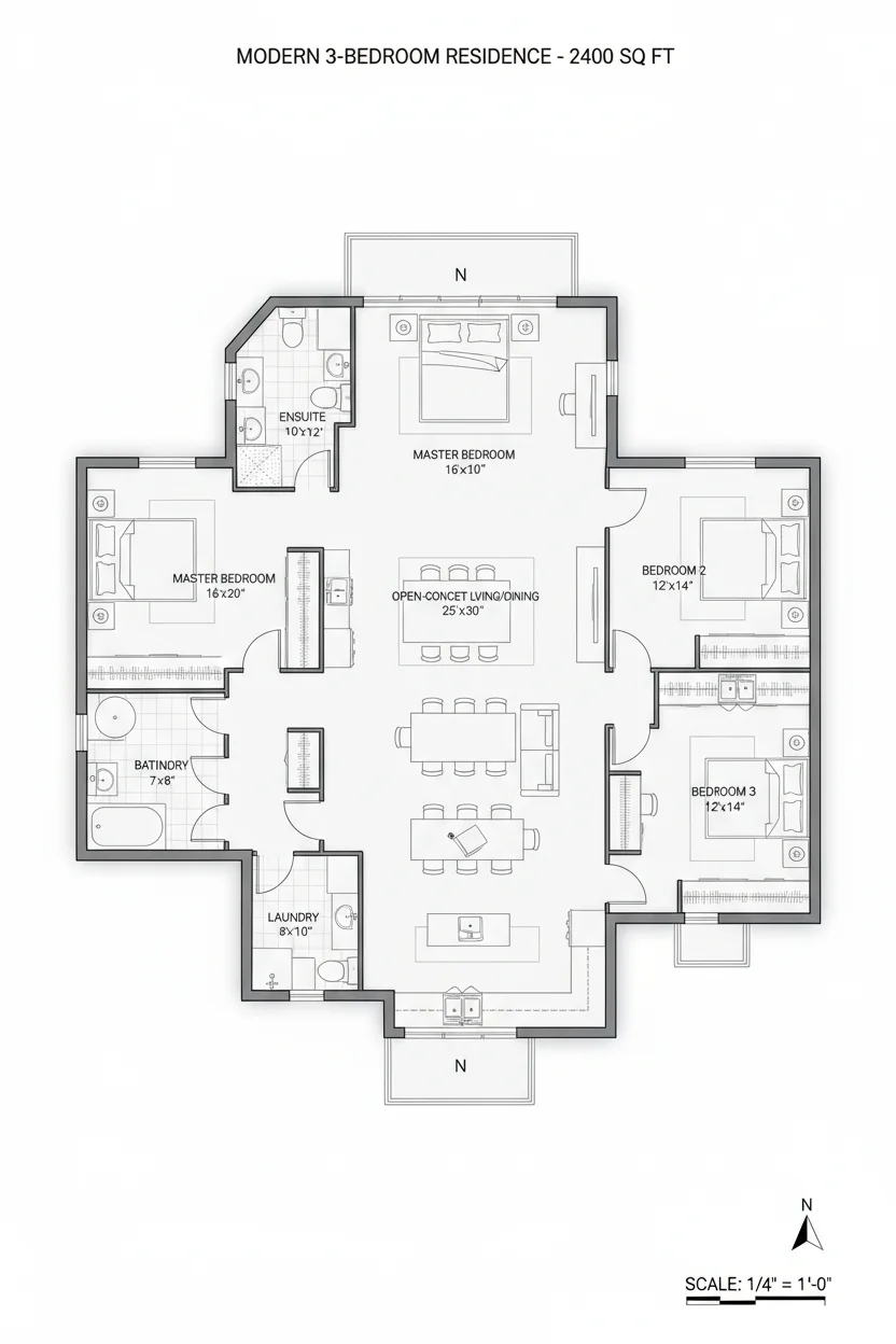 Floor plan layout for 2280 sq ft large house plan #2