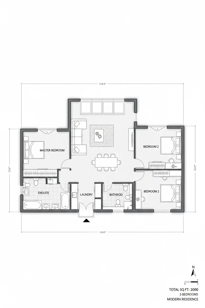 Floor plan layout for 2400 sq ft large house plan #3