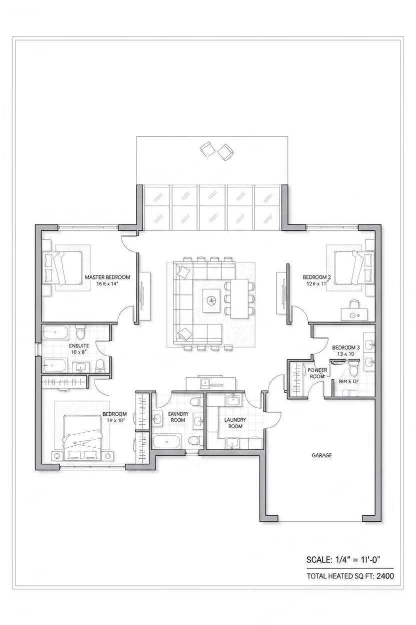 Floor plan layout for 2640 sq ft large house plan #5