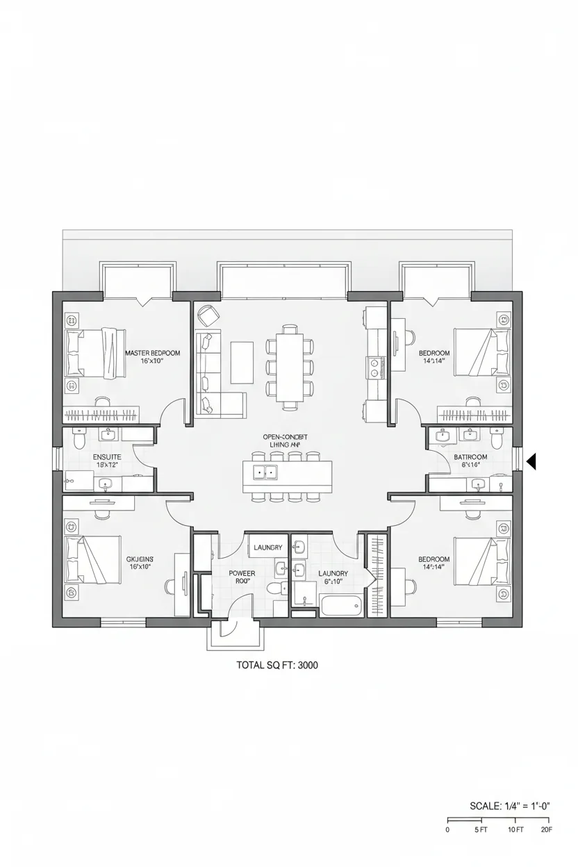 Floor plan layout for 2700 sq ft luxury house plan #1