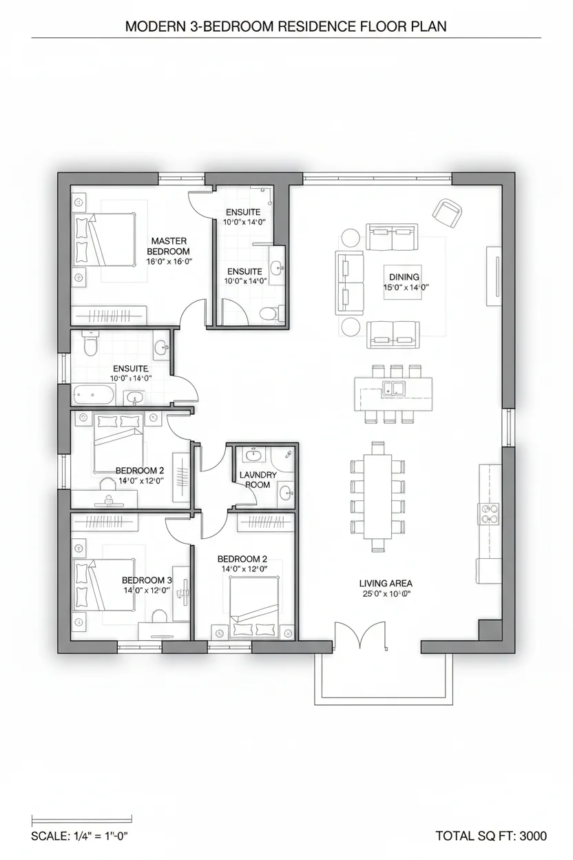 Floor plan layout for 3300 sq ft luxury house plan #5