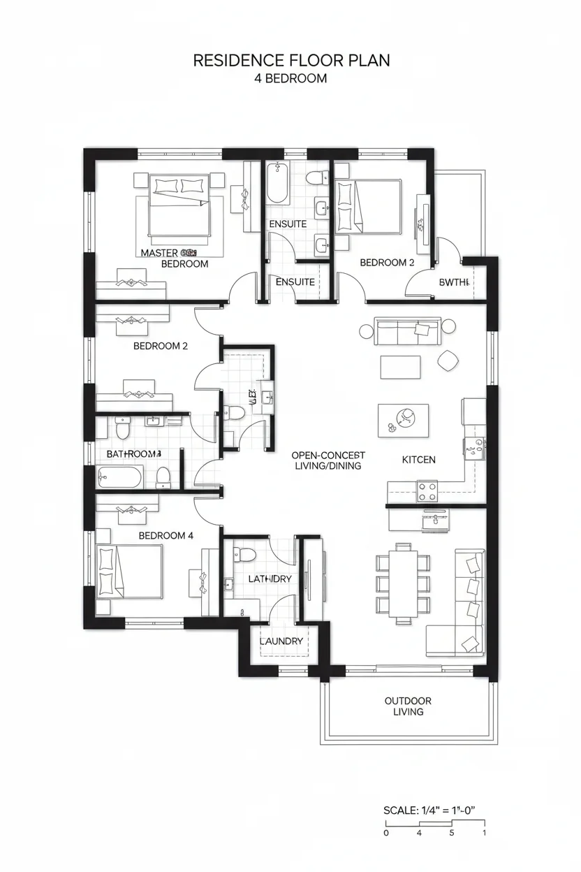 Floor plan layout for 1620 sq ft family house plan #1
