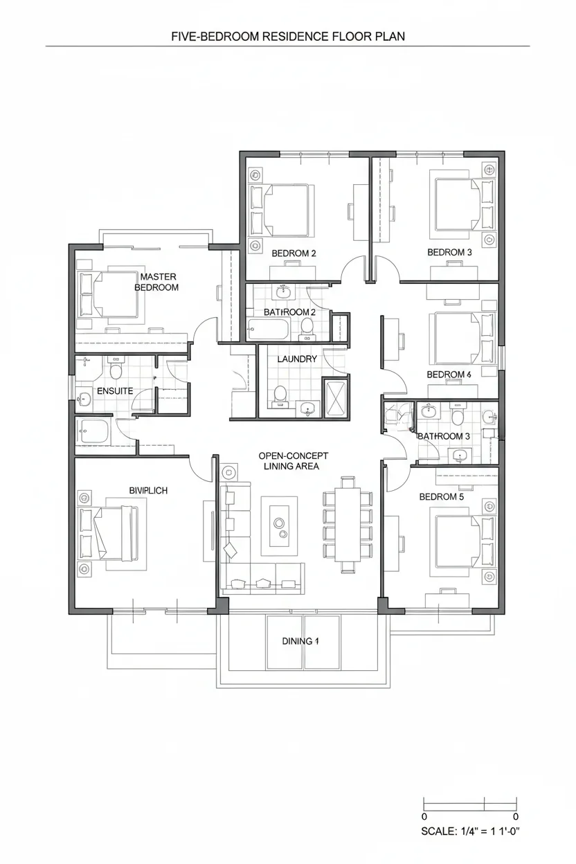 Floor plan layout for 2375 sq ft large-family house plan #2