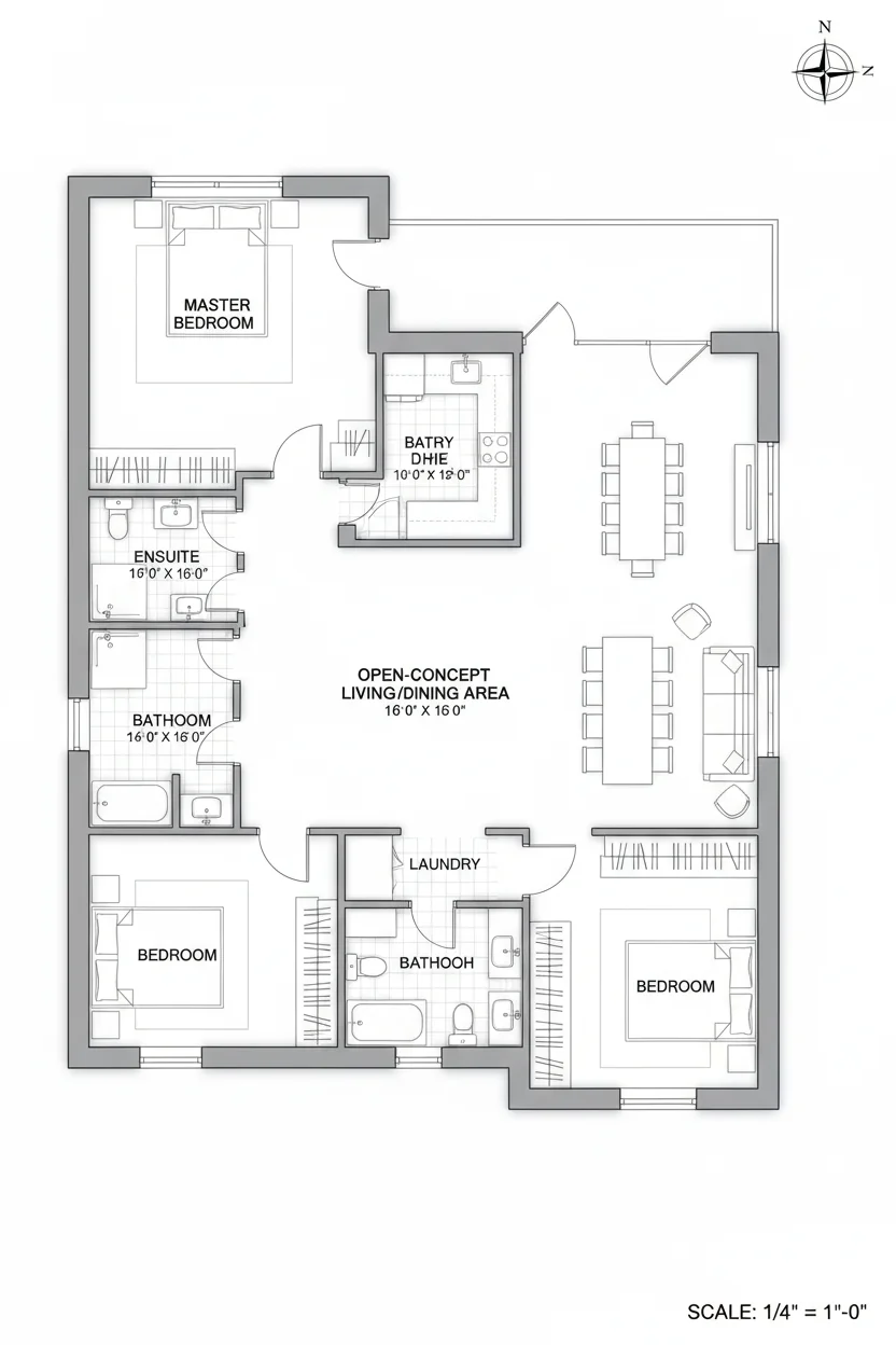 Floor plan layout for 2500 sq ft large-family house plan #3