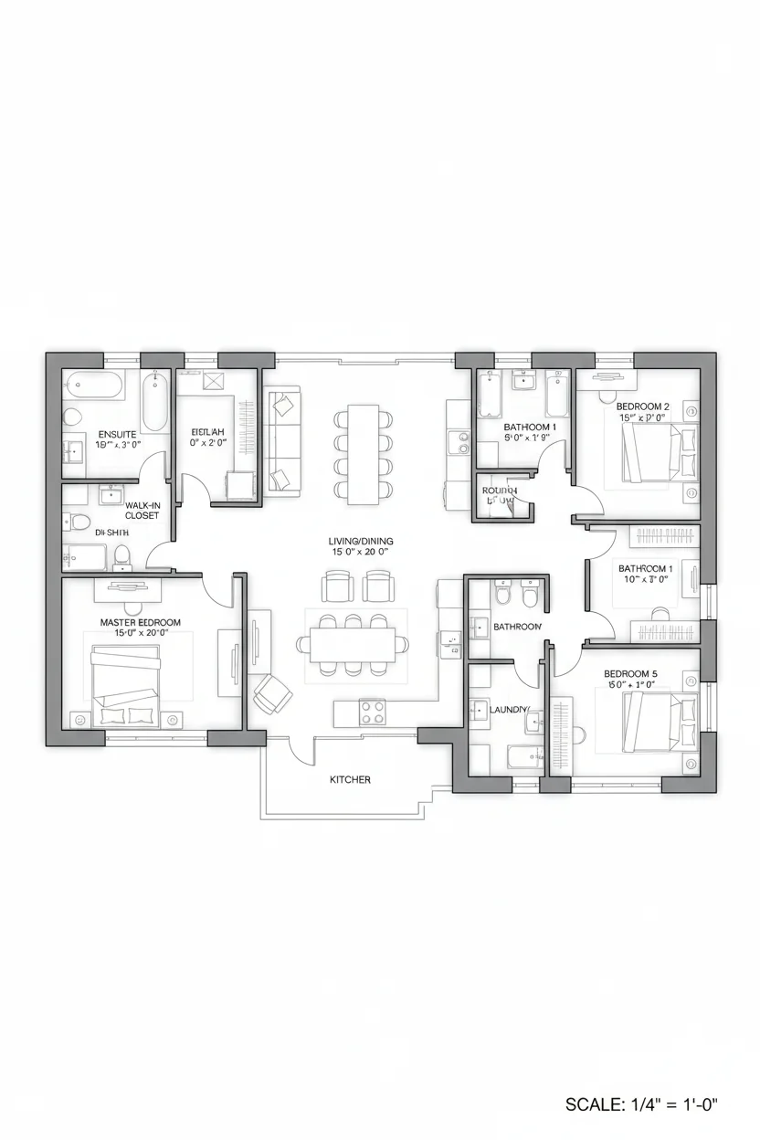 Floor plan layout for 2625 sq ft large-family house plan #4