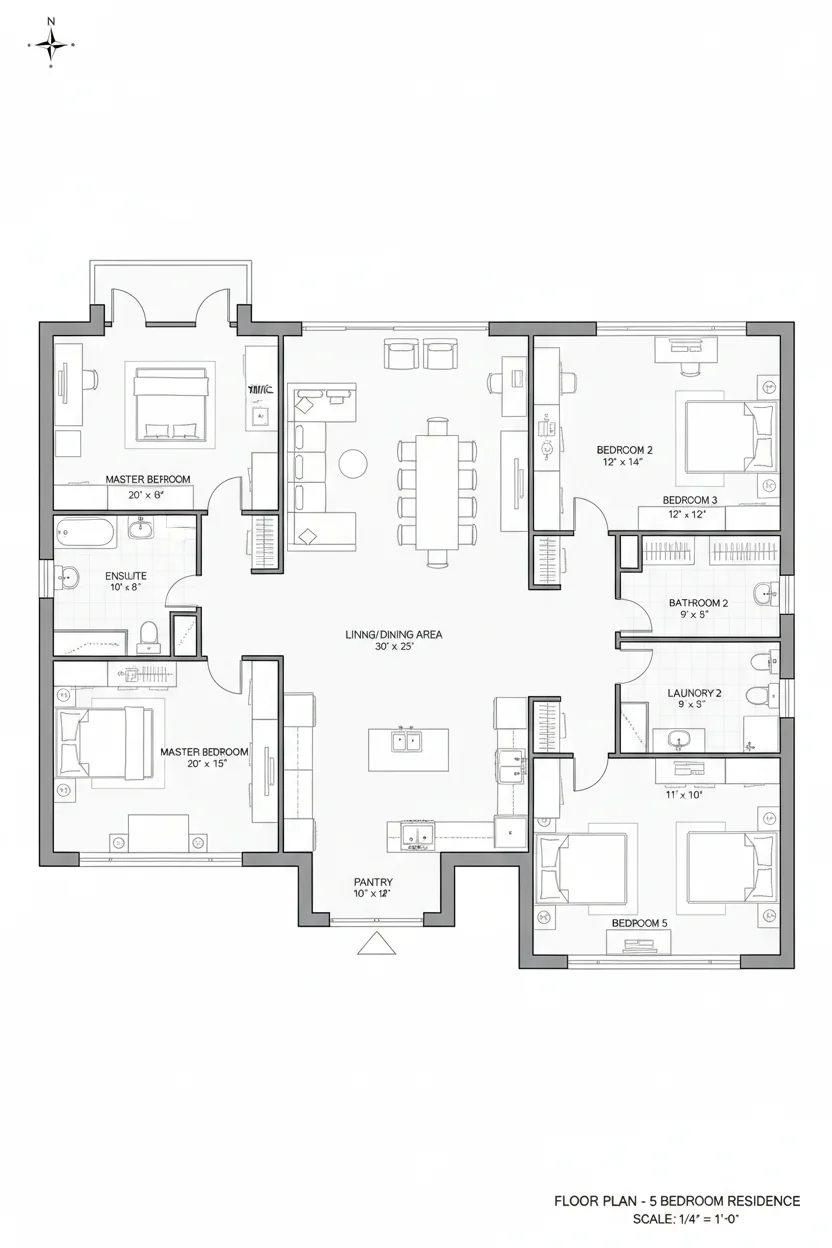 Floor plan layout for 2750 sq ft large-family house plan #5