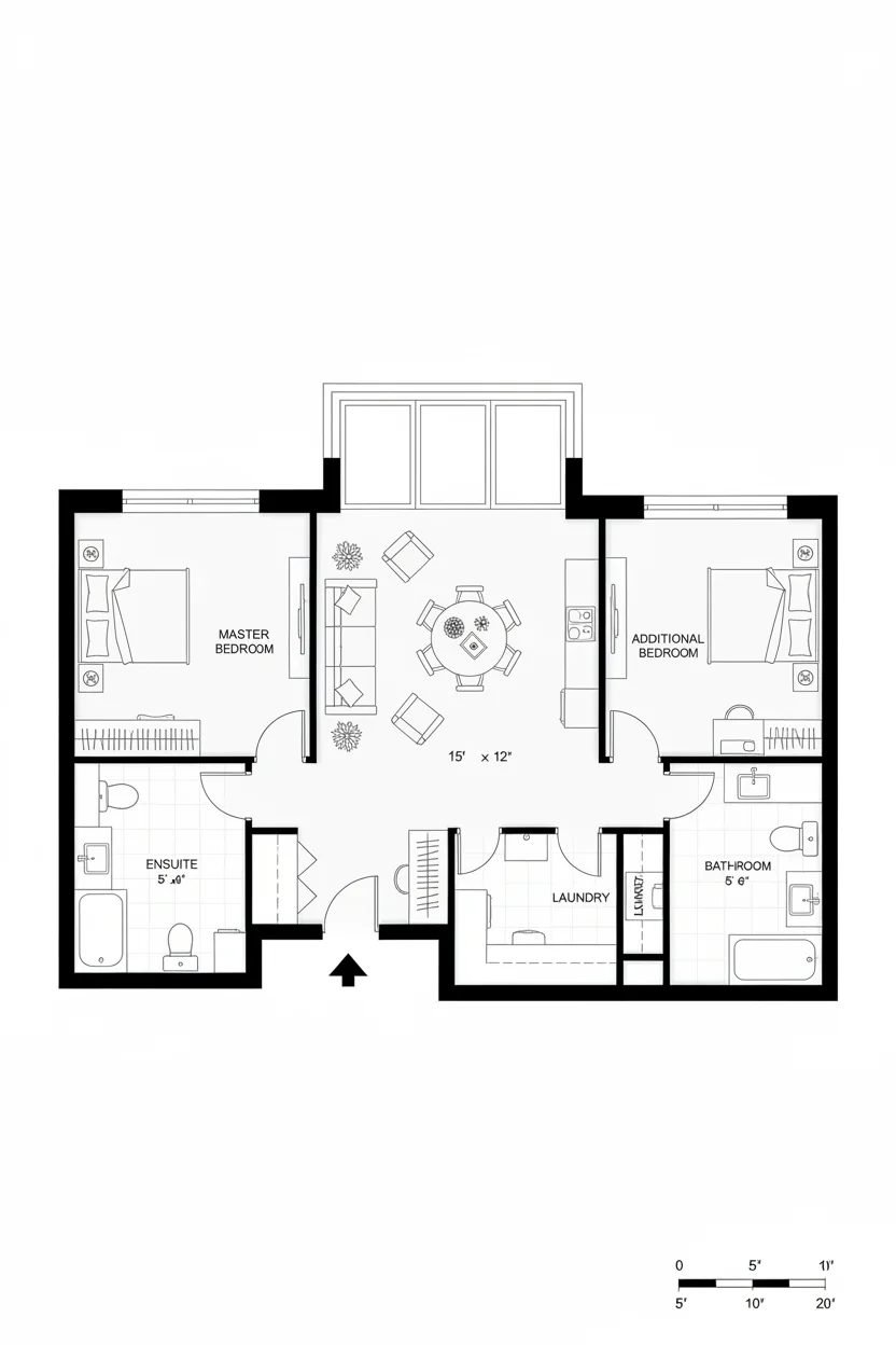 Floor plan layout for 450 sq ft tiny house plan #1