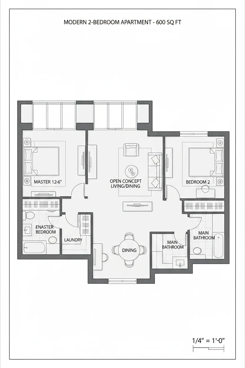 Floor plan layout for 540 sq ft tiny house plan #1