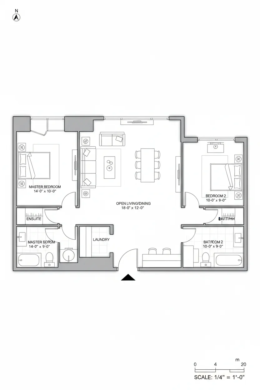 Floor plan layout for 760 sq ft small house plan #2