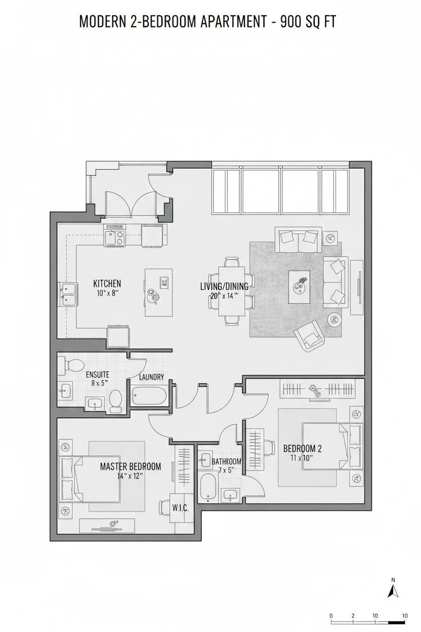 Floor plan layout for 810 sq ft small house plan #1