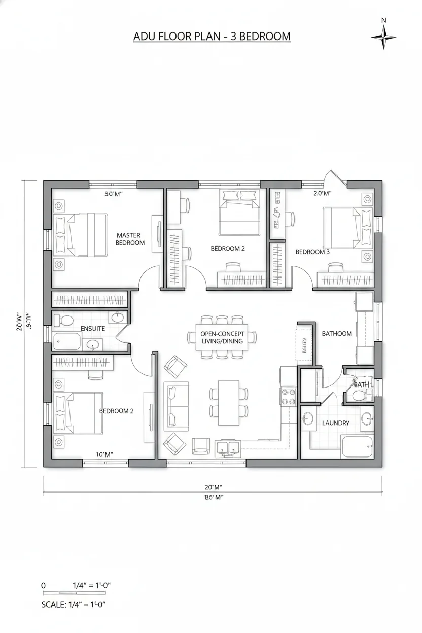 Floor plan layout for 800 sq ft adu house plan #3