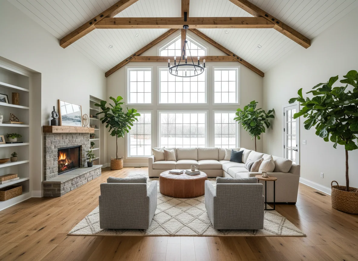 small living room ideas in 2100 sq ft barndominium house plan #4