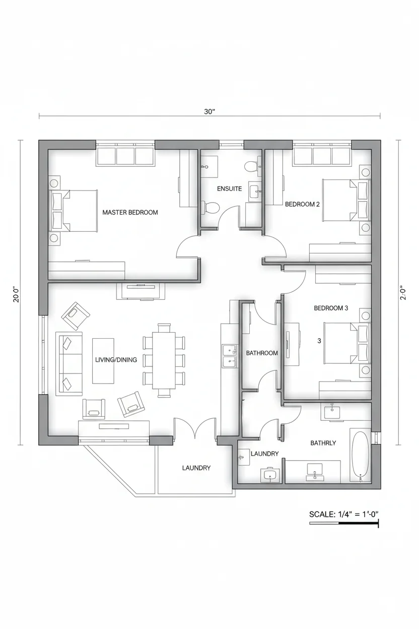 Floor plan layout for 900 sq ft cabin house plan #1