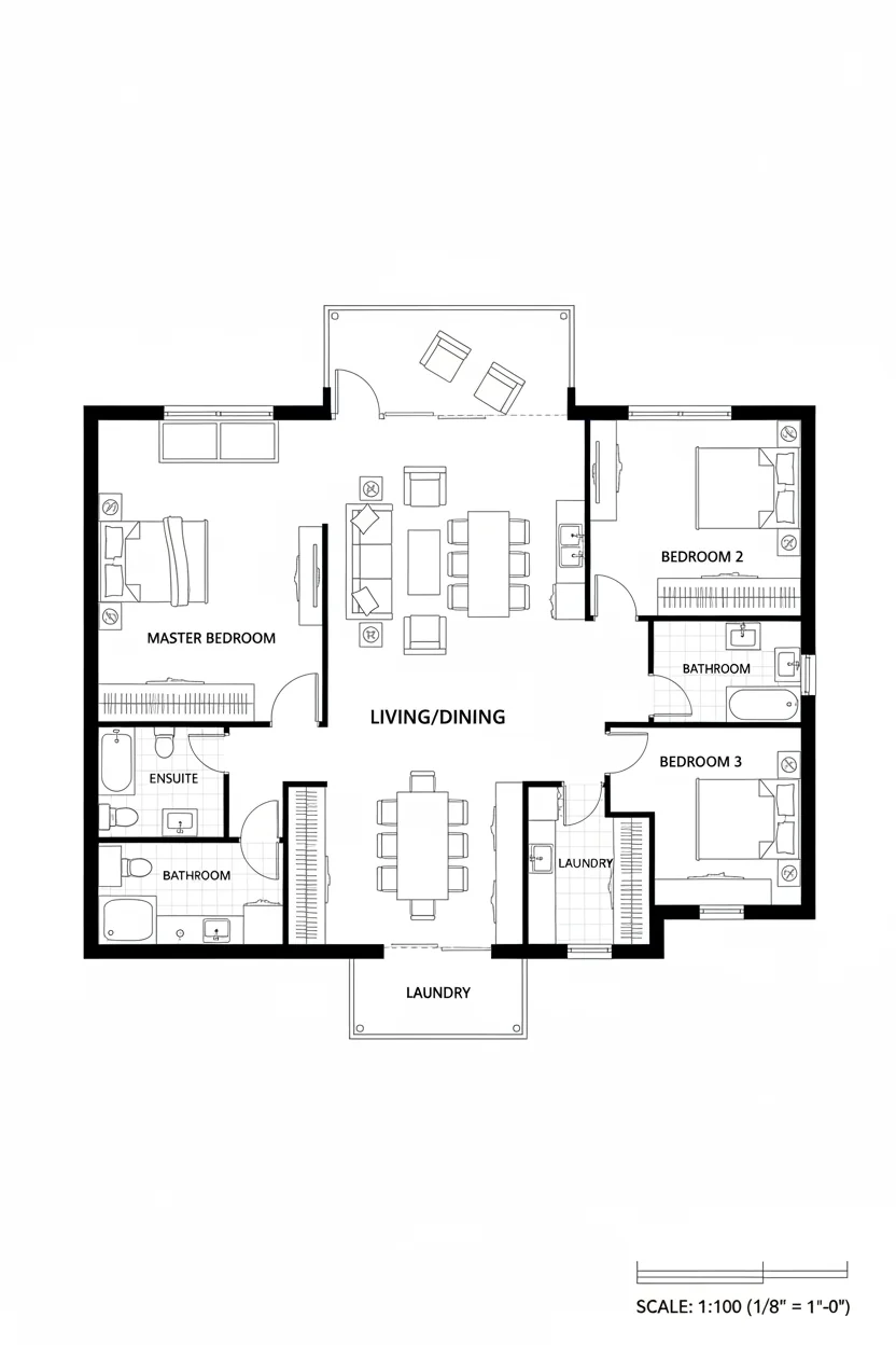Floor plan layout for 1100 sq ft cabin house plan #5