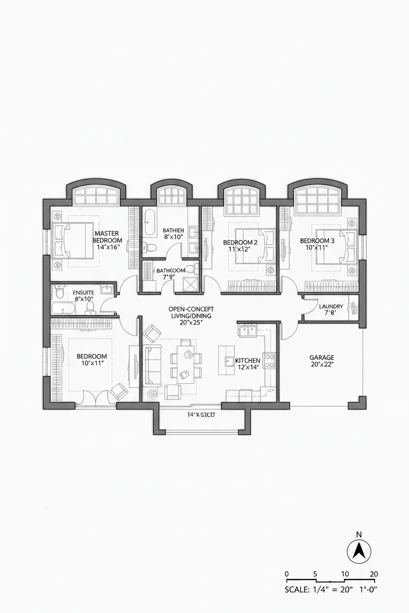 Floor plan layout for 1575 sq ft craftsman house plan #4