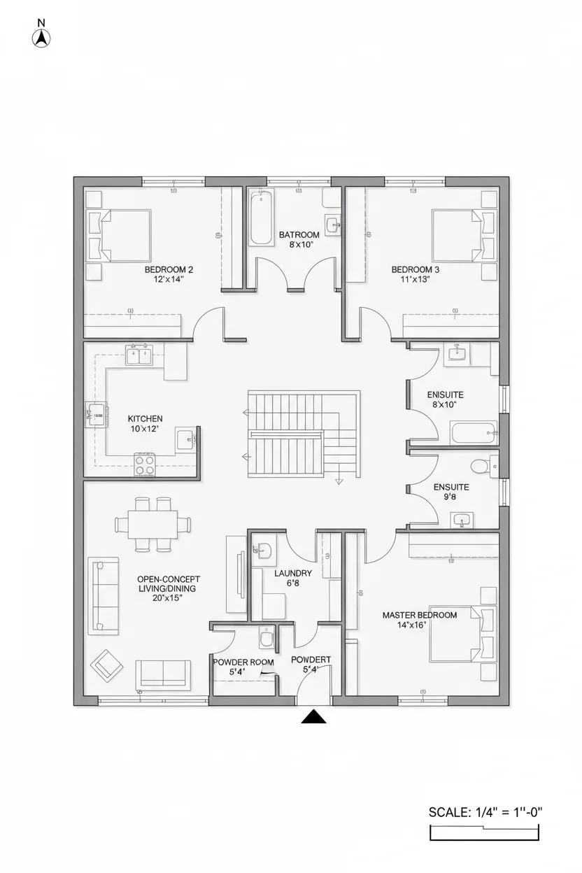 Floor plan layout for 1800 sq ft duplex house plan #1