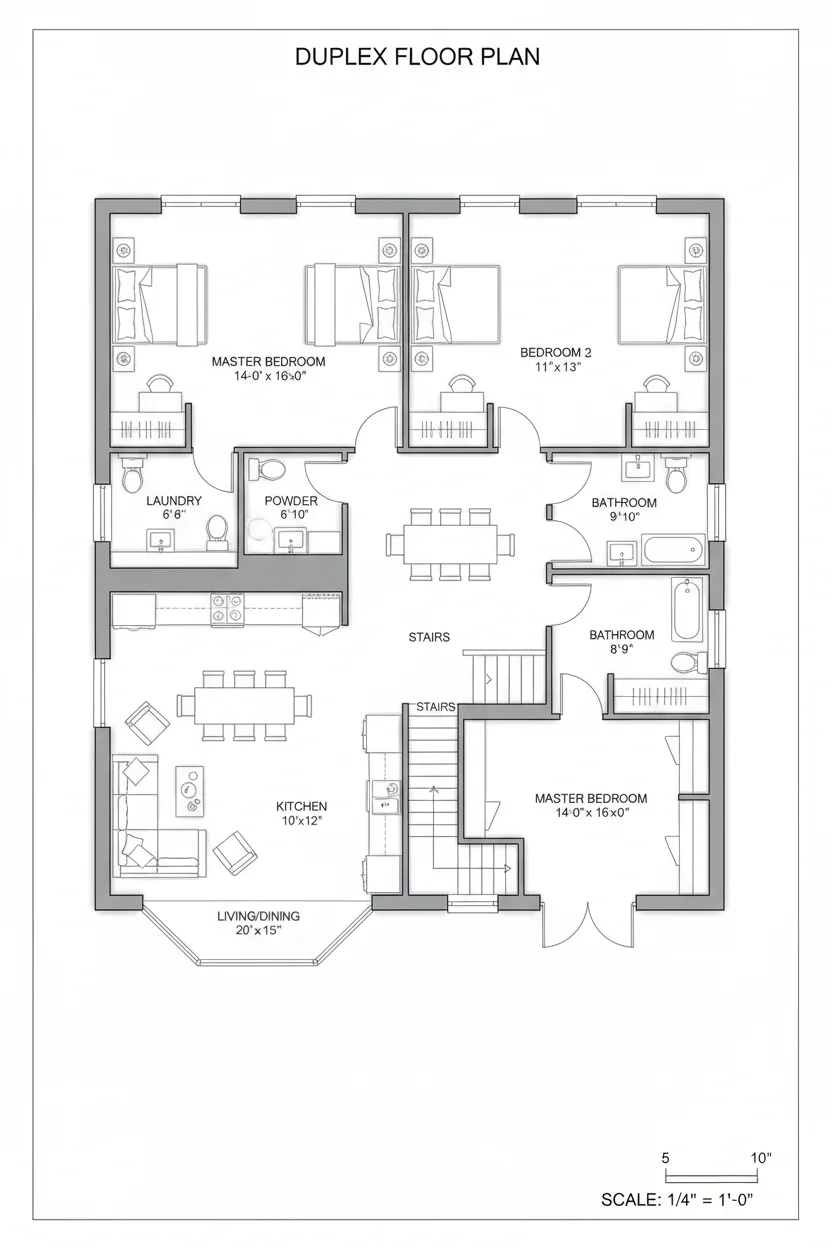 Floor plan layout for 2000 sq ft duplex house plan #3