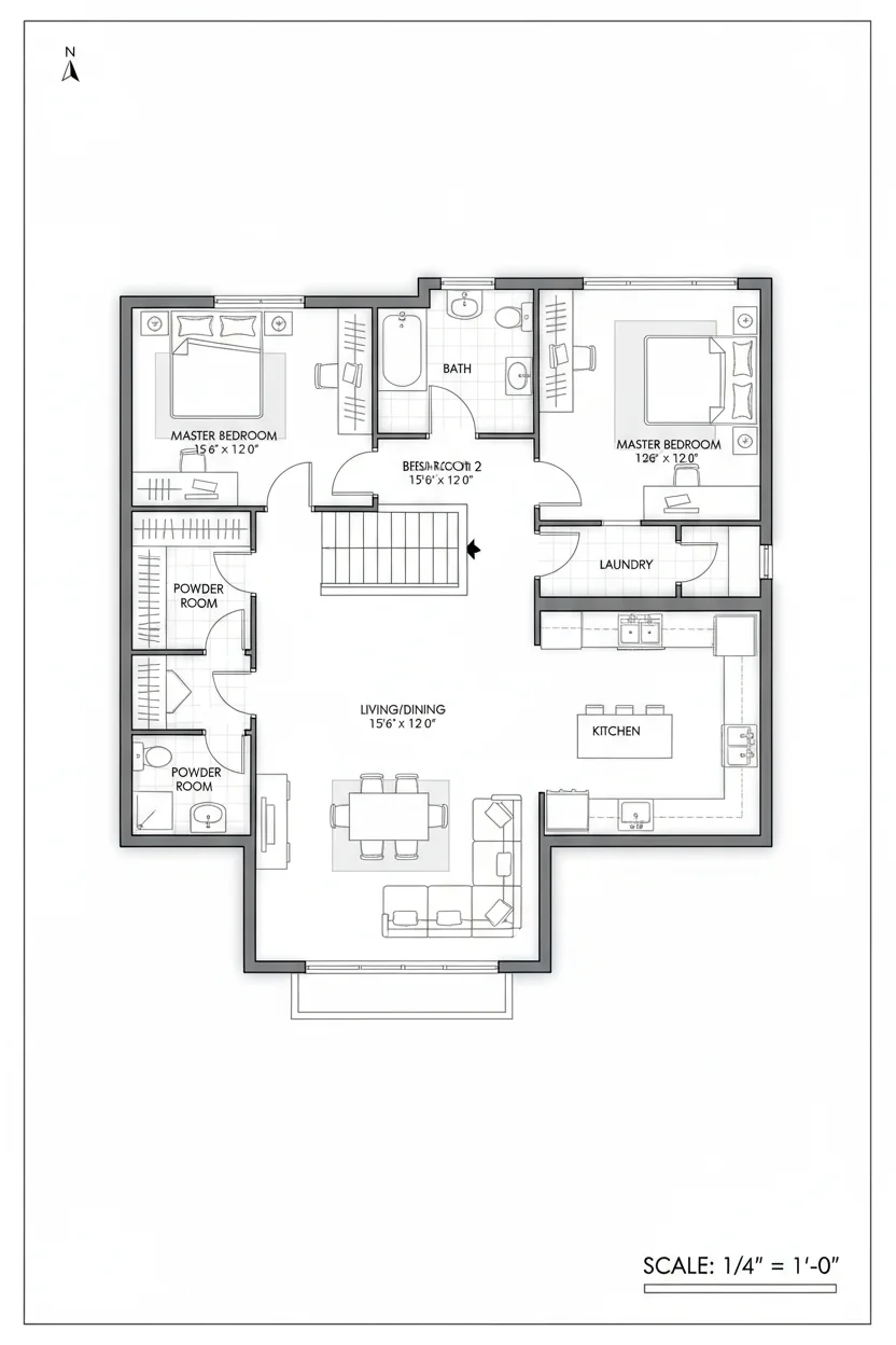 Floor plan layout for 2200 sq ft duplex house plan #5