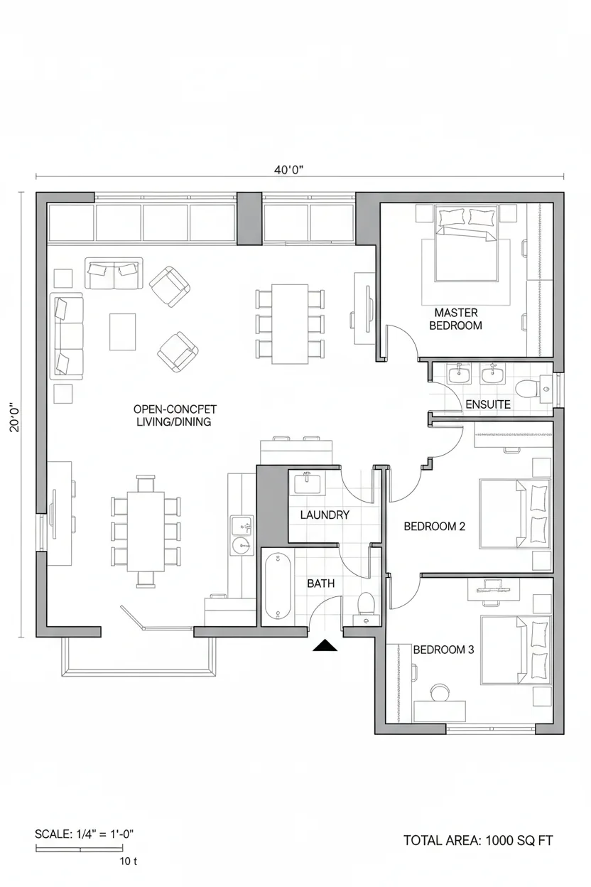 Floor plan layout for 893 sq ft compact house plan #4