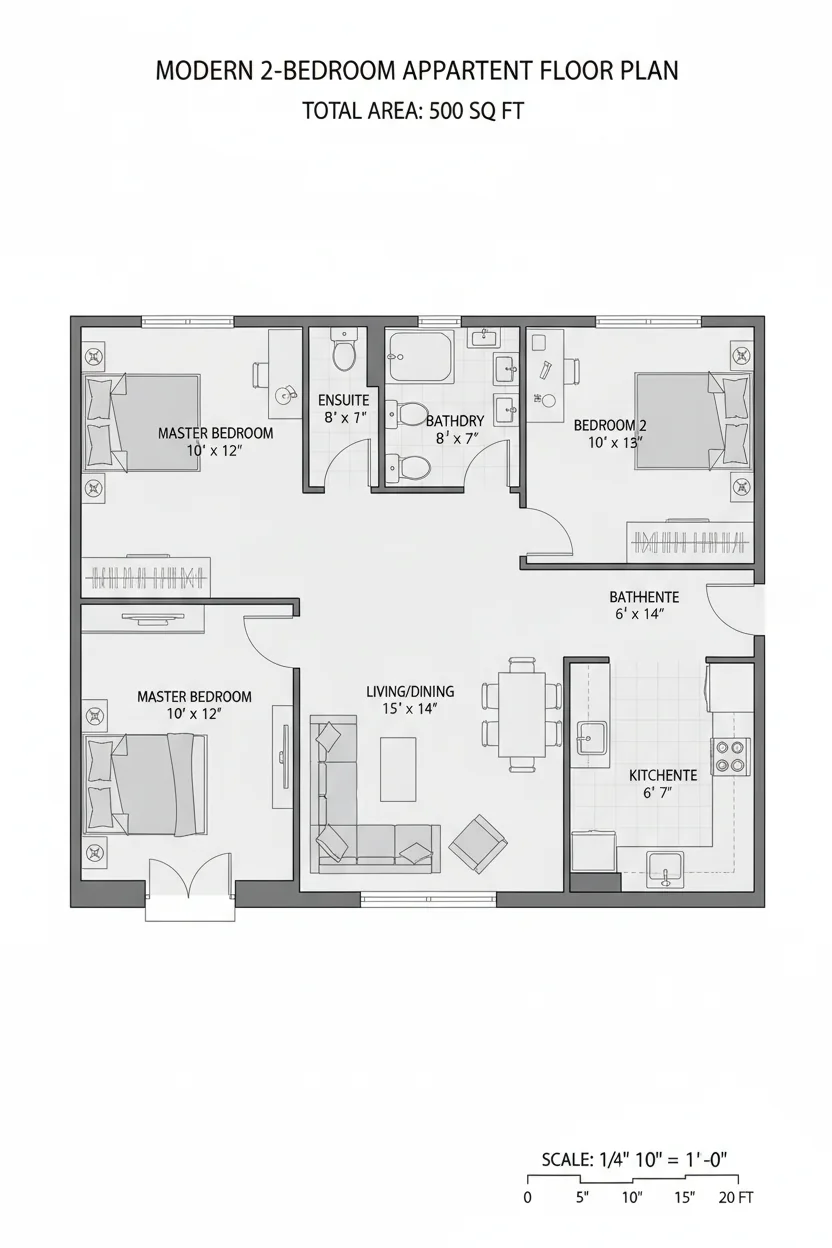 Floor plan layout for 1430 sq ft medium house plan #5