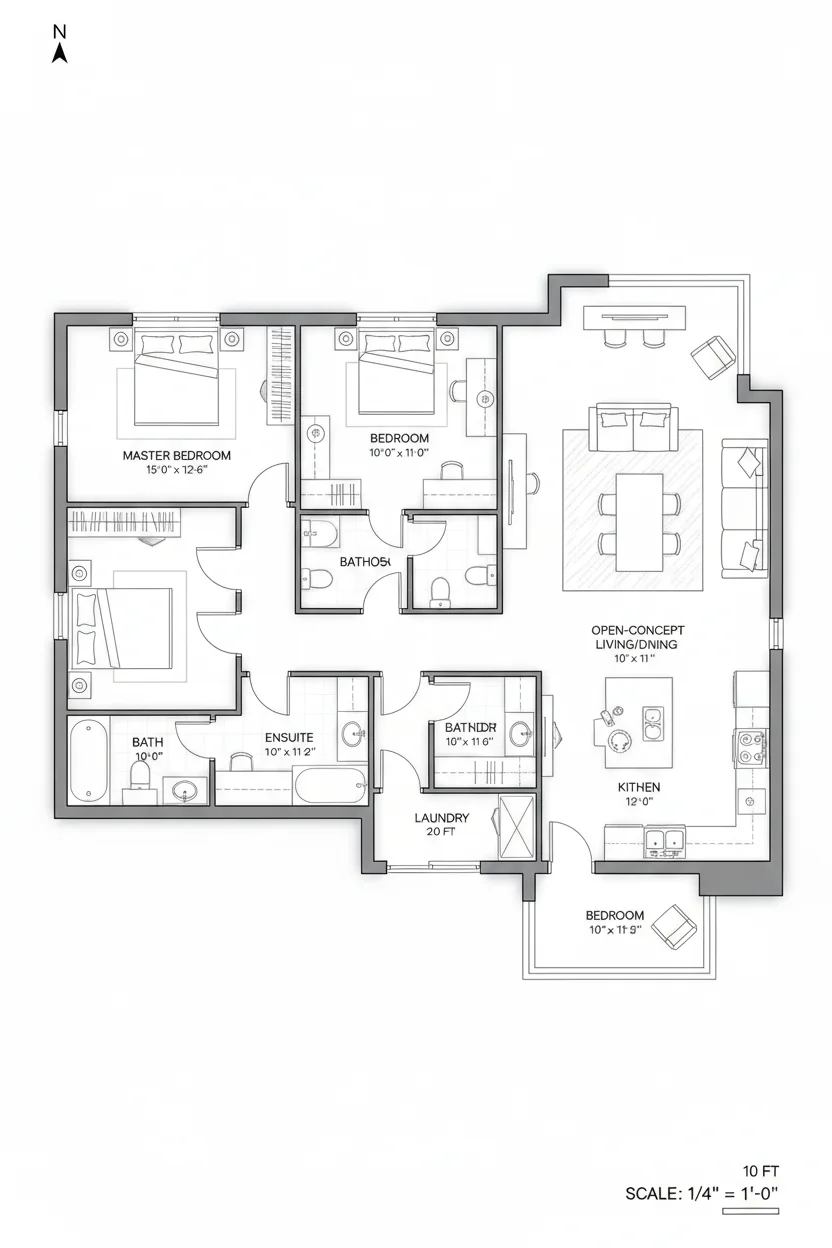 Floor plan layout for 1890 sq ft farmhouse house plan #4