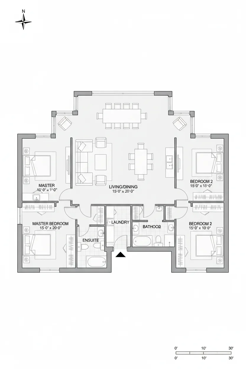 Floor plan layout for 1500 sq ft ranch house plan #3