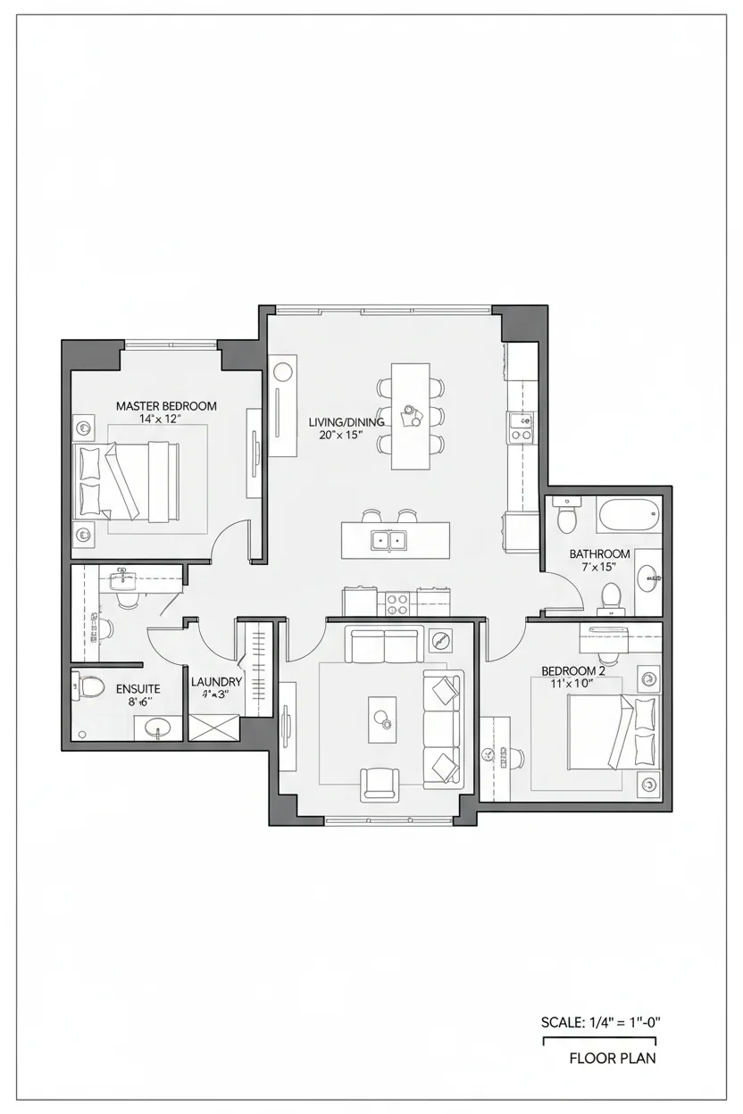 Floor plan layout for 765 sq ft small house plan #1