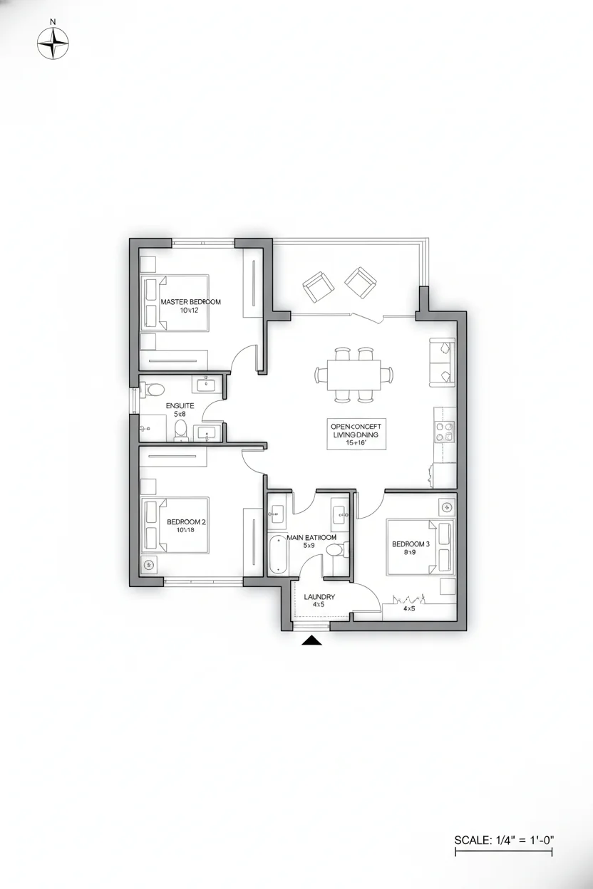 Floor plan layout for 360 sq ft tiny house plan #1