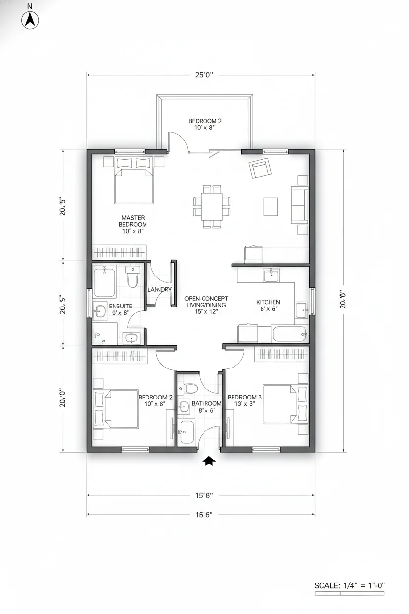 Floor plan layout for 440 sq ft tiny house plan #5