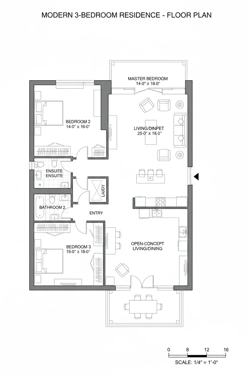 Floor plan layout for 1800 sq ft two-story house plan #1