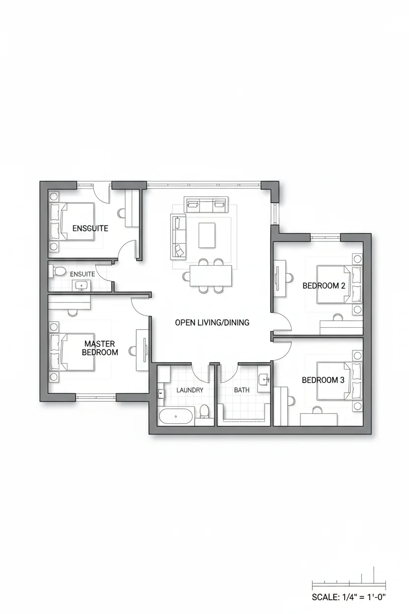 Floor plan layout for 1900 sq ft two-story house plan #2