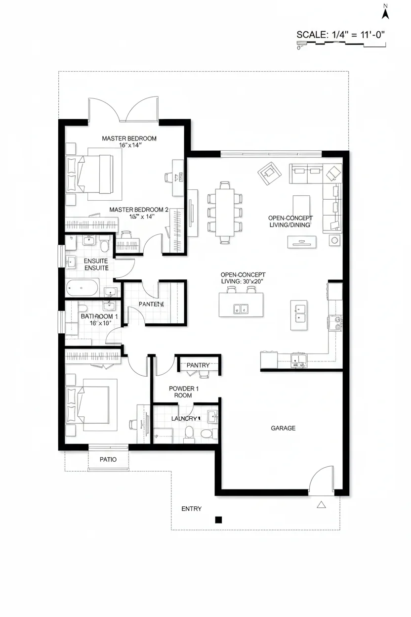 Floor plan layout for 2100 sq ft two-story house plan #4